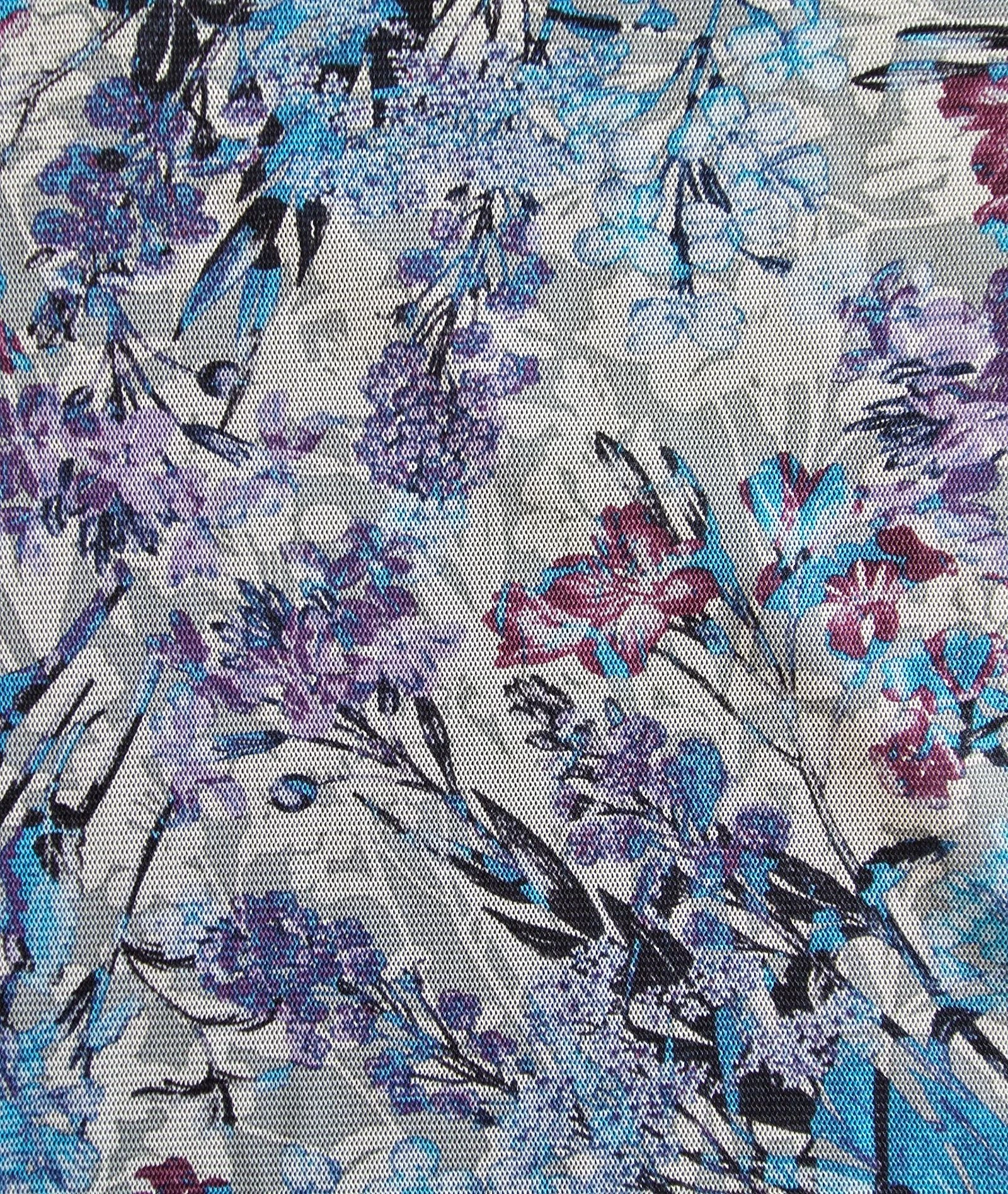 T-shirt en tulle doublé bleu floral Afibel 42 44 XL XXL haut imprimé fleurs – photo 4